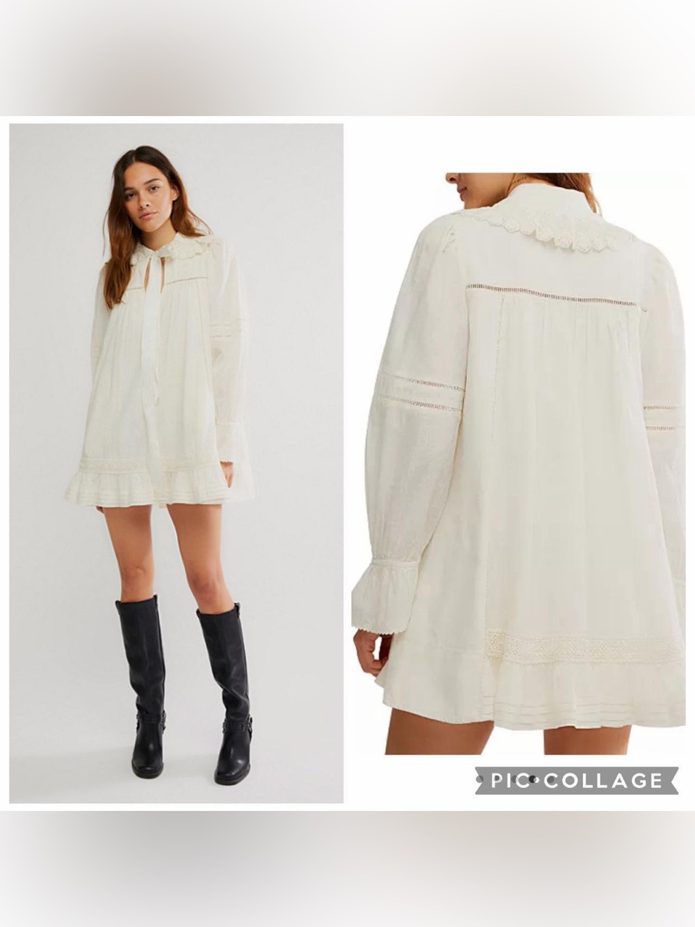 Free People 5 O'clock Tea Time Mini Dress in Ivory Size Small